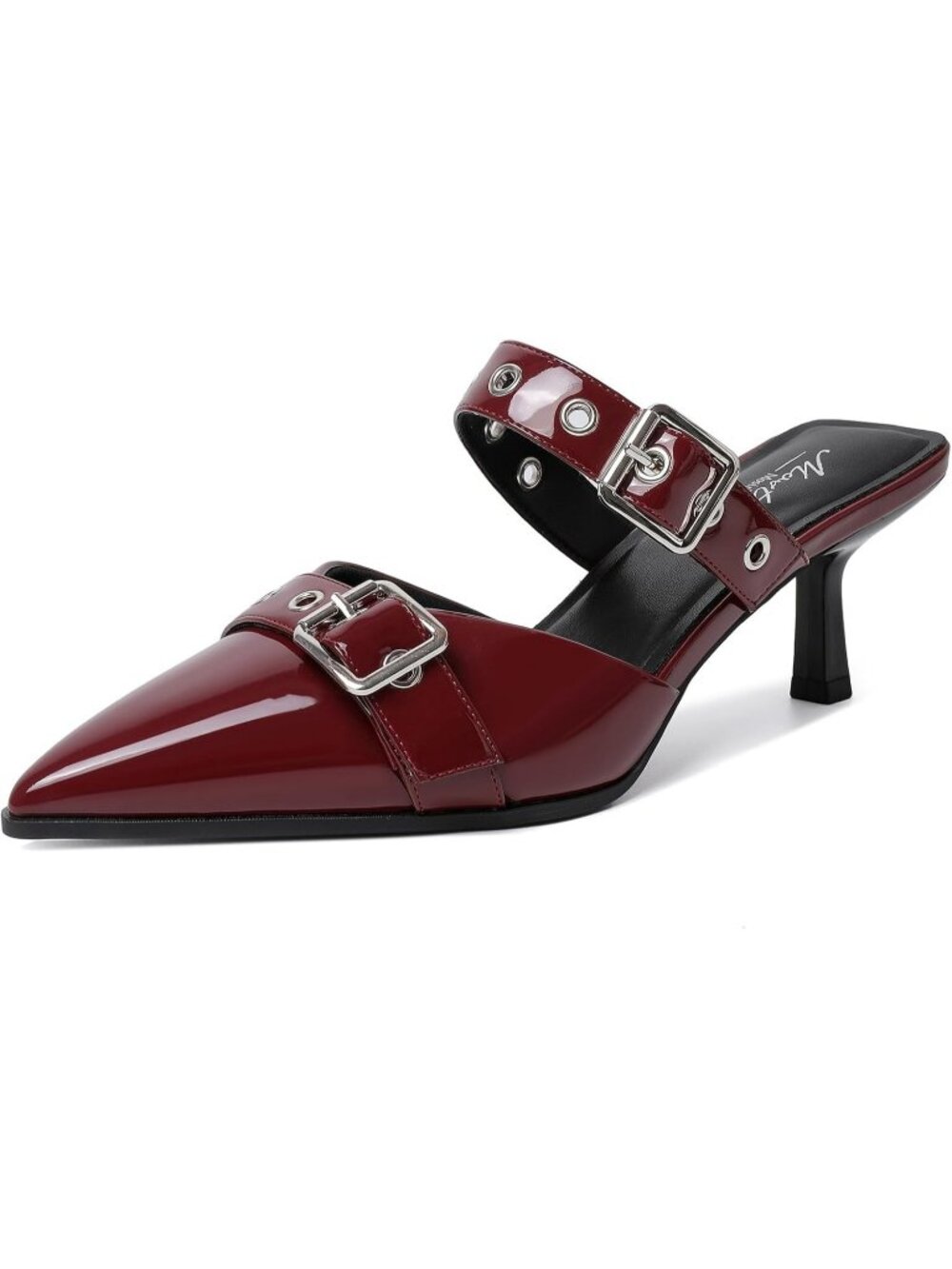 Women's Burgundy Faux Leather Pointed Closed Toe Stiletto Dressy Pumps Heels